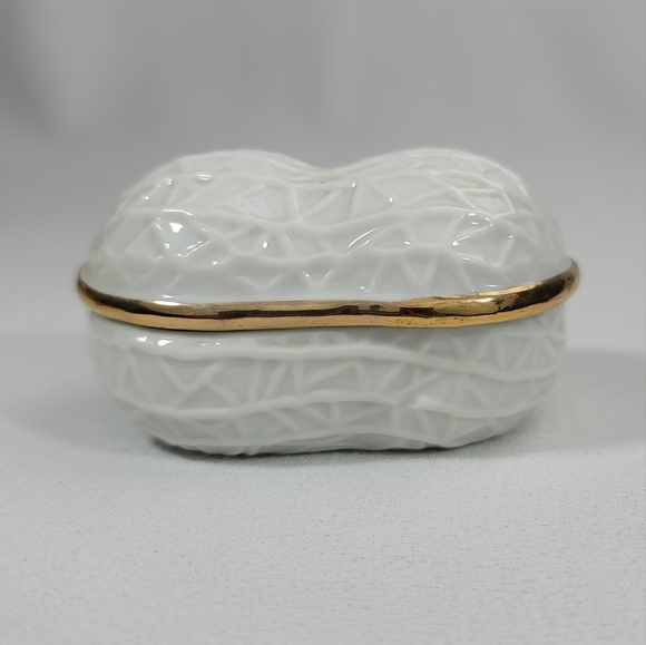 Vtg Enesco Japan Peanut Shaped Ceramic Trinket Container - Picture 3 of 12